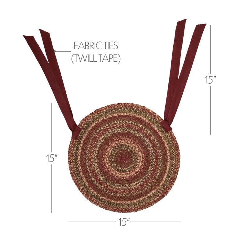 VHC Brands Cider Mill Jute Chair Pad Set of 6, 6 Count (Pack of 1), Red - Image 4